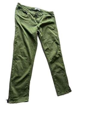 PAIGE Kylie Crop Skinny Ankle Zip Jeans in Olive Green Size 31